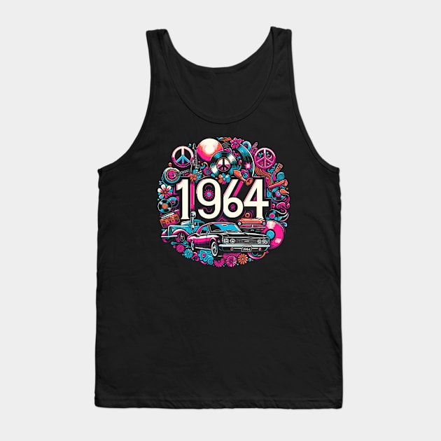 Vibrant 1964 Retro Nostalgic Year Design Tank Top by Xeire